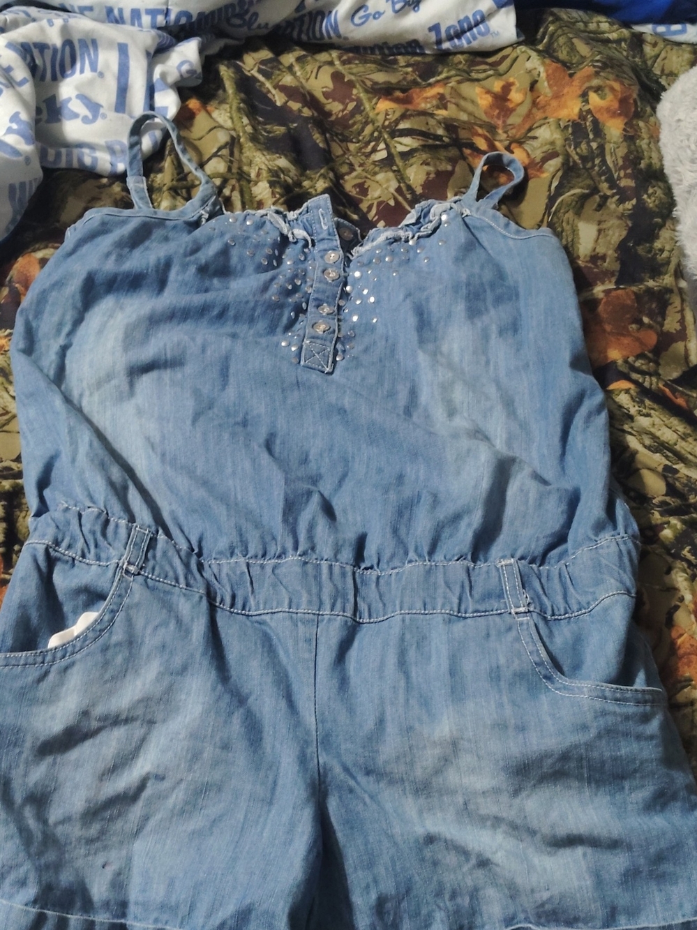 Justice Light Blue Denim Romper